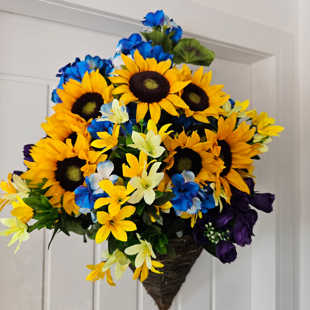 Sunflower and Geranium Wall Baskets
