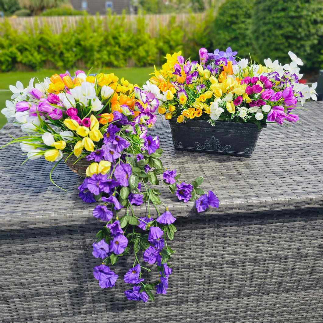 Matching Hanging Basket and Trough Set Garden Decor