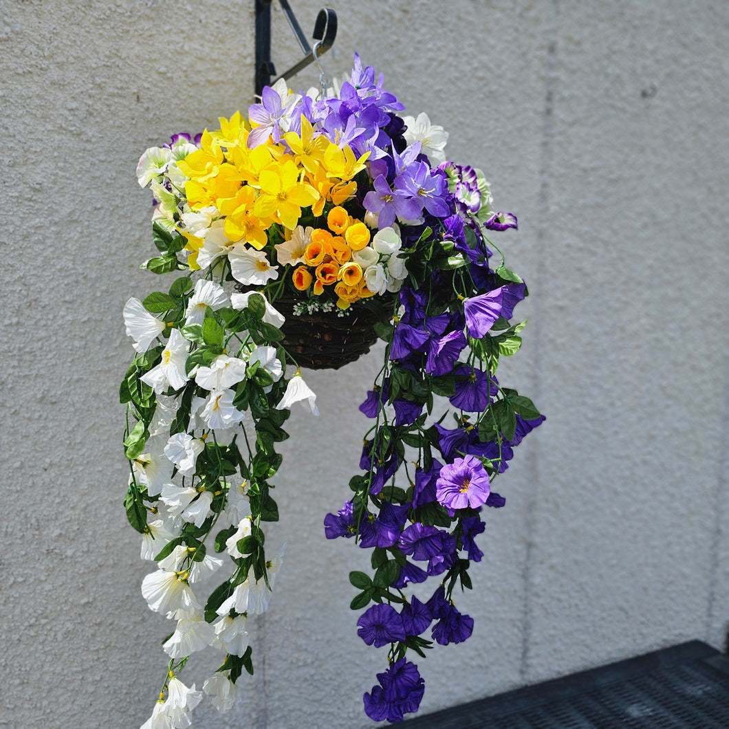 Large Faux Flower Trailing Hanging Basket